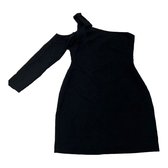 Black Halo Black One Shoulder Mini‎ Sheath Dress Size 8 LBD - Picture 1 of 9